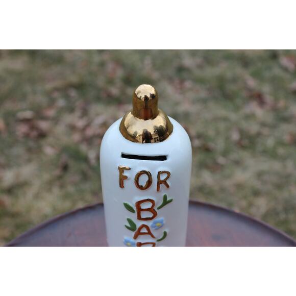 Ceramic Piggy Bank Bottle for a Baby - Baby Shower Gift Vintage - Picture 3 of 8